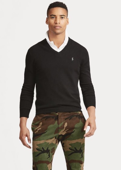 Sueter Polo Ralph Lauren Hombre Negros - Washable Merino Wool - WPYCV1682